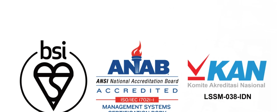 BSI, ANAB and KAN marks as printed in the company profile